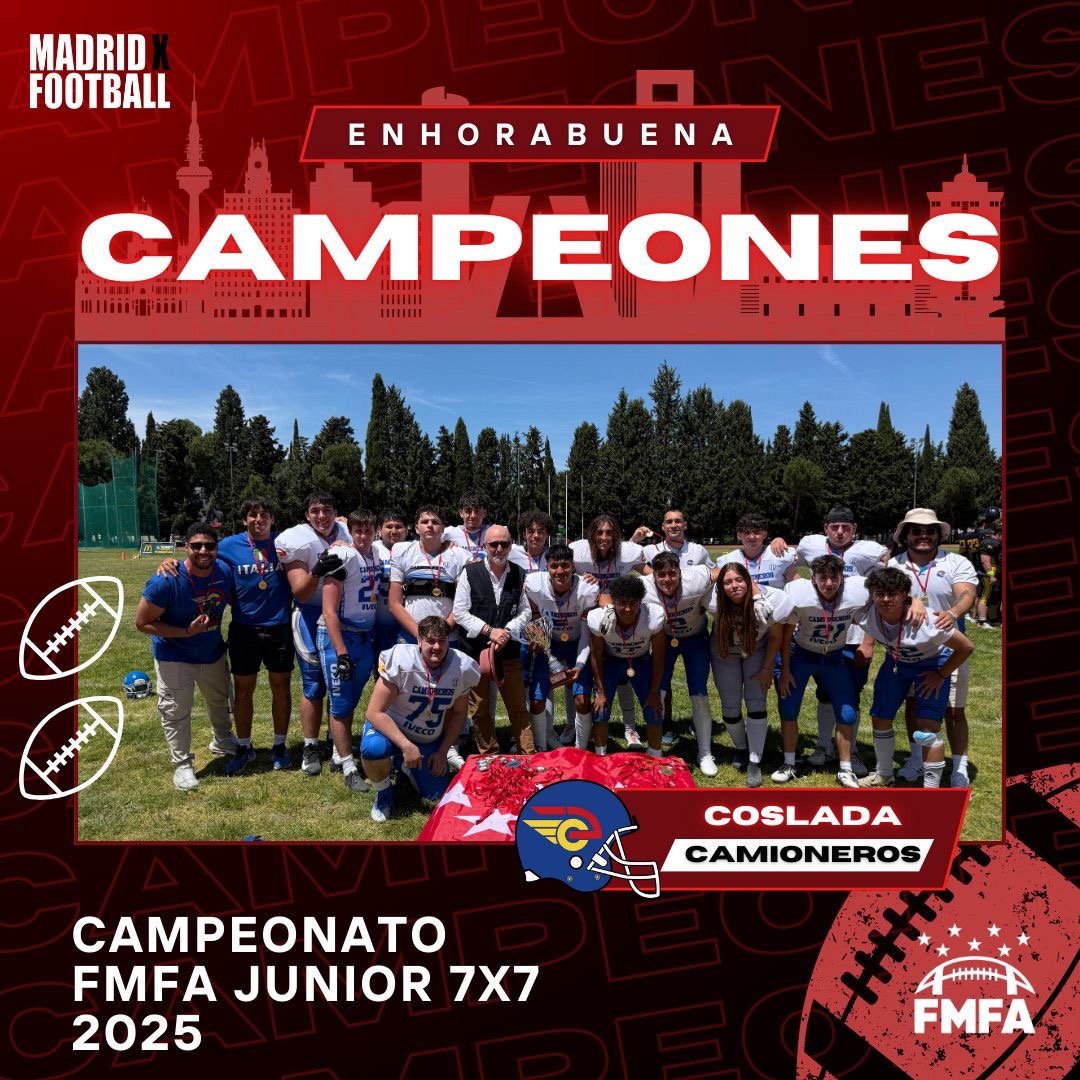 Coslada Camioneros revalidan su título de la LMFA U19 7X7.

¡Felicidades!