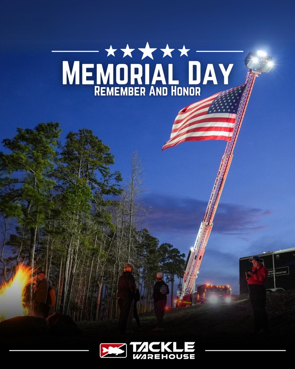 Land of the free, because of the brave. Let us remember all our heroes in uniform who made ultimate sacrifices to defend our country on this special day and beyond!

Wishing you a safe Memorial weekend from Tackle Warehouse!

[ #TackleWarehouse | #MemorialDay ]