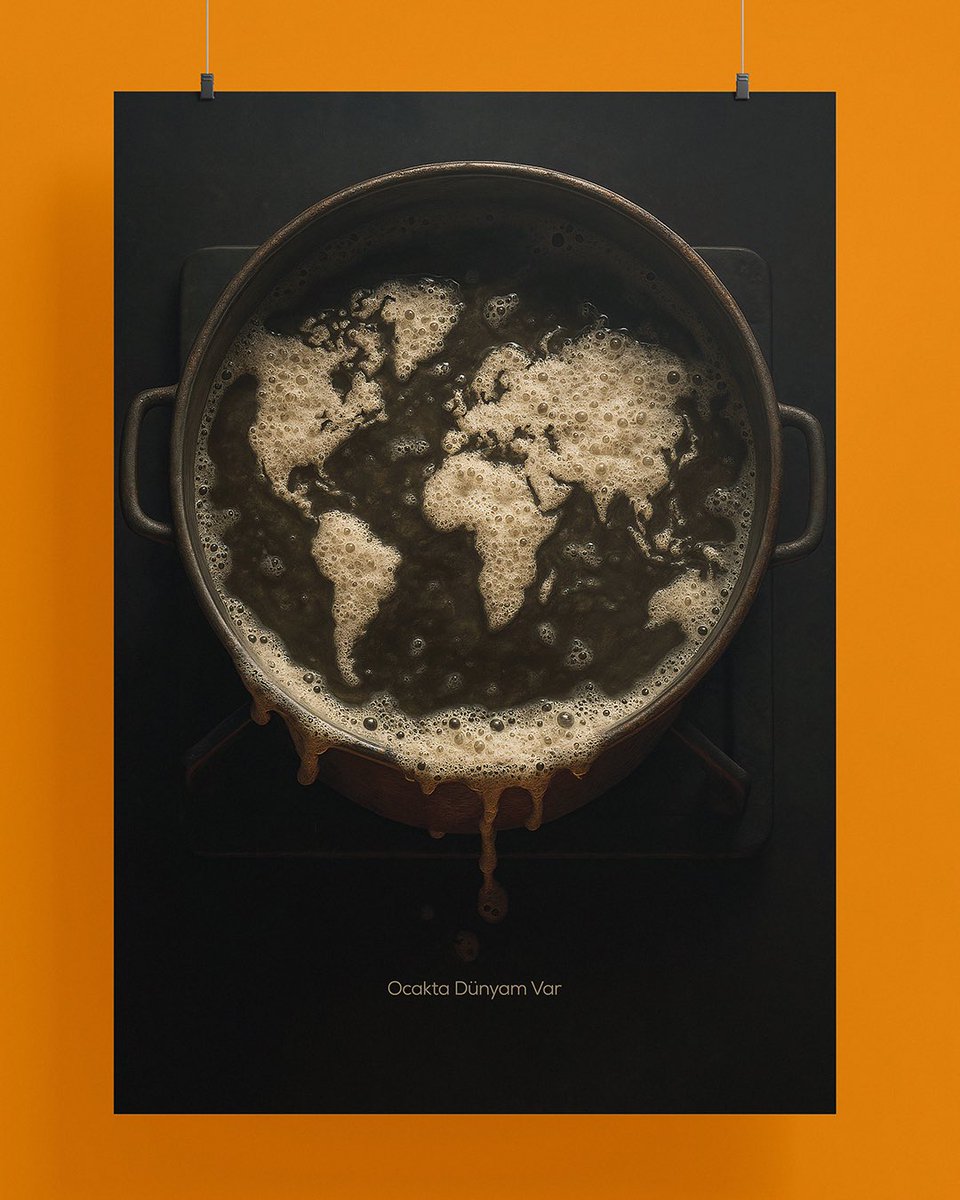 cagdasinci's tweet photo. “Ocakta Dünyam Var” afişim, Uluslararası Poster Sergisi | #Posterist 2025 seçkisine girdi! 🌍
⠀
Bu yılki teması “Küresel Isınma” olan yarışmaya dünyamızın içinde kaynadığı bir tencere metaforuyla yaklaştım. https://t.co/MaGN6BqP12