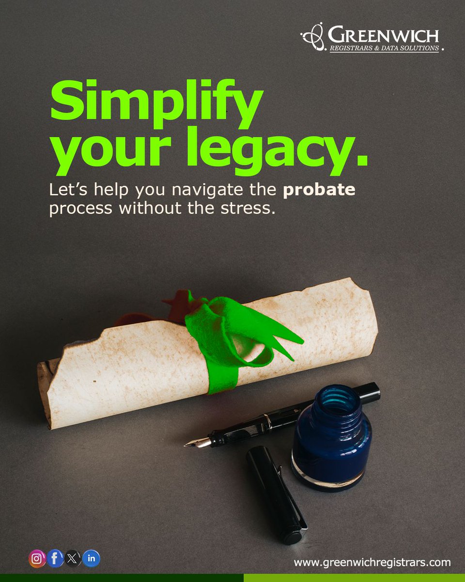 grds_ng's tweet photo. The Probate process shouldn’t be complicated. Let us help you make it seamless. Send an email to us via grdsprobateservices@gtlregistrars.com
#ProbateServices #GreenwichRegistrars #AssetGathering #GRDS https://t.co/s8USAVVUDb