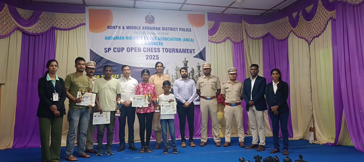 The First SP Cup Open Chess Tournament organized by N&amp;MA district Police in collaboration with Andaman Nicobar Chess Association (ANCA) was held at Atal Bihari Vajpayee Auditorium, Rangat on 25/05/2025. 81 talented young players from the islands competed fiercely, showcasing
