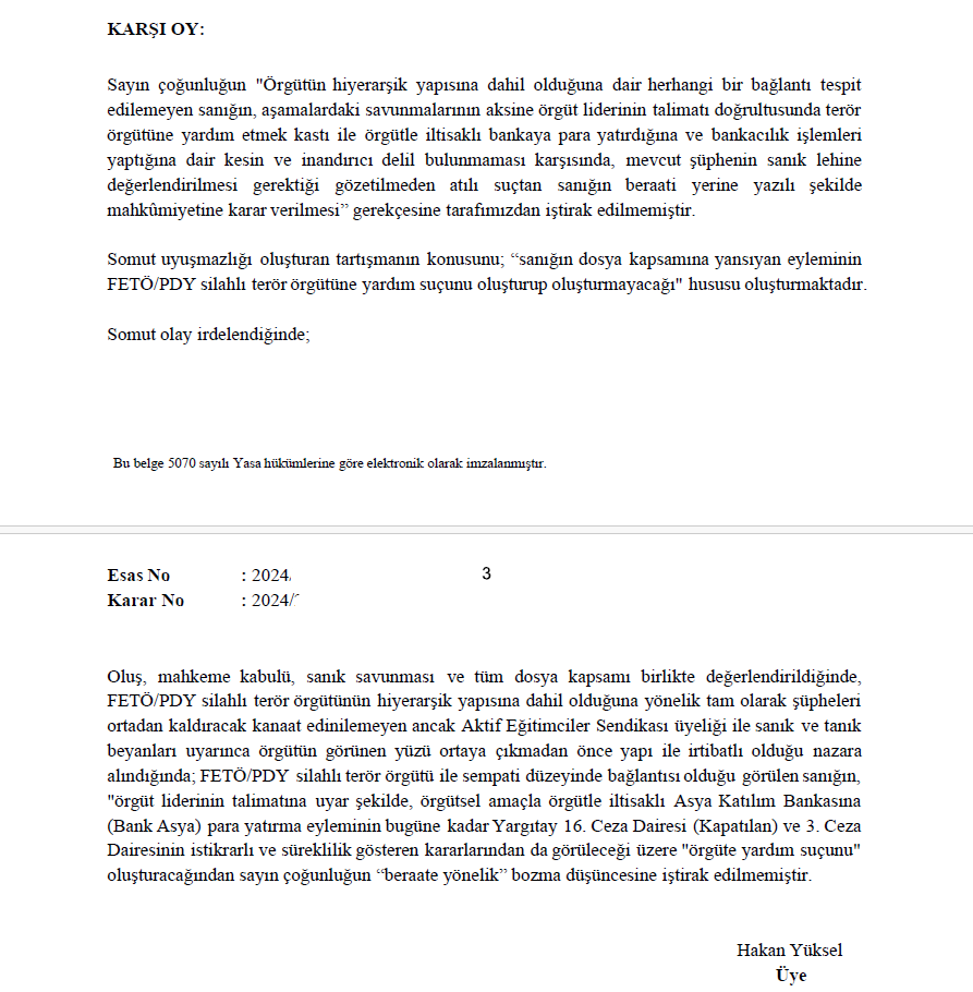 BUYURUN SİZE HUKUK!
 
✅Aşağıdaki görsel; Bank Asya'ya para yatırdığı ve bir derneğe üye olduğu için cezalandırılan, sonrasında AYM'nin hakkında ihlal kararı vermesi üzerine yapılan yeniden yargılamada aynı cezayı alan bir kişiyle ilgili Yargıtay 3. Ceza Dairesinin, bu kez