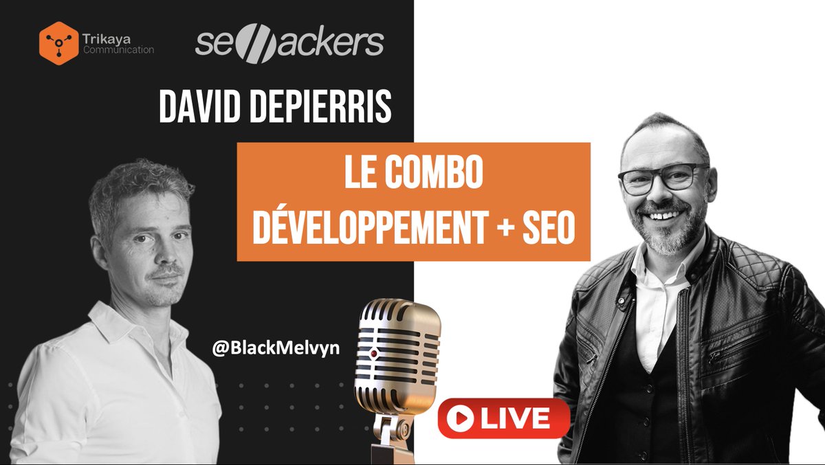 ⚚ BlackMelvyn ⚚ (Mathieu) (@blackmelvyn) on Twitter photo 🔴 #TrikayaLive - ⏱️ Demain Mardi 27 Mai à 15h 🔥
On reçoit David Depierris <a href="/Djibou_TeaM/">David Depierris Ⓦ</a> pour évoquer le sujet du "Combo développement + SEO" en ouvrant le capot de quelques réalisations 💥
Pour suivre le live :
- twitch.tv/doeurf
- youtube.com/@trikayalive
📢 RT / Partagez 🔴 #TrikayaLive - ⏱️ Demain Mardi 27 Mai à 15h 🔥
On reçoit David Depierris <a href="/Djibou_TeaM/">David Depierris Ⓦ</a> pour évoquer le sujet du "Combo développement + SEO" en ouvrant le capot de quelques réalisations 💥
Pour suivre le live :
- twitch.tv/doeurf
- youtube.com/@trikayalive
📢 RT / Partagez