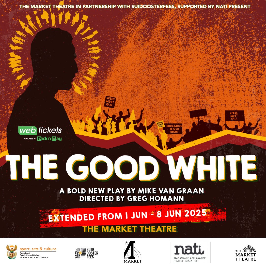 The Market Theatre (@markettheatre) on Twitter photo JUST IN: The Good White extended until 8 June!
Don’t sleep — tickets are flying!
🎭 Catch it on Half-Price Wednesdays or before it’s gone.
🎟 Book now: shorturl.at/ZDvql
📞 083 246 4950 | AnthonyE@markettheatre.co.za
#TheGoodWhite #ExtendedRun #HalfPriceWednesday JUST IN: The Good White extended until 8 June!
Don’t sleep — tickets are flying!
🎭 Catch it on Half-Price Wednesdays or before it’s gone.
🎟 Book now: shorturl.at/ZDvql
📞 083 246 4950 | AnthonyE@markettheatre.co.za
#TheGoodWhite #ExtendedRun #HalfPriceWednesday