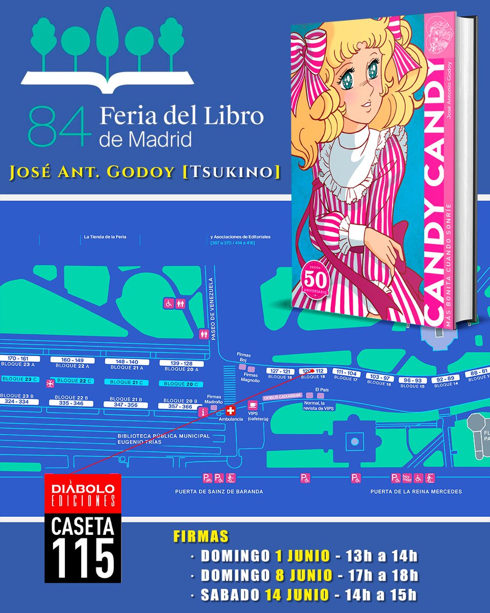 Os espero en la caseta 115 de <a href="/Diabolocomics/">DIÁBOLO EDICIONES</a> en la <a href="/FLMadrid/">Feria del Libro de Madrid</a> 2025 los días 1, 8 y 14 de JUNIO para firmaros ejemplares de #CandyCandy Más Bonita Cuando Sonríe en su flamante 4ta Edición (especial 50 aniversario)

¡¡Nos vemos junto a nuestros compañeros con mil aventuras!!