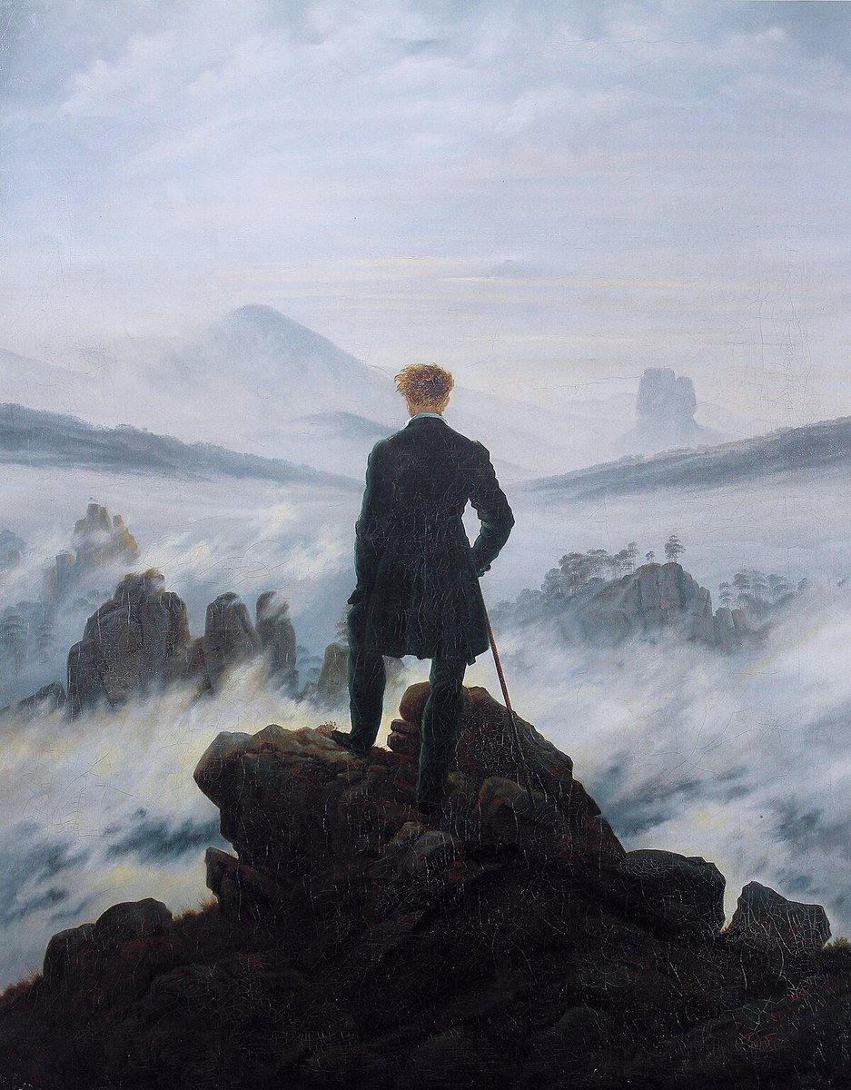 Le saviez-vous ? Le Slayer est un grand romantique !
Romantique tarte à la crème, certes mais romantisme allemand de qualité tout de même. 
(C. D. Friedrich, Voyageur contemplant une mer de nuage, H/T, 1818).
#DOOMTheDarkAges <a href="/Bethesda_fr/">Bethesda France</a>