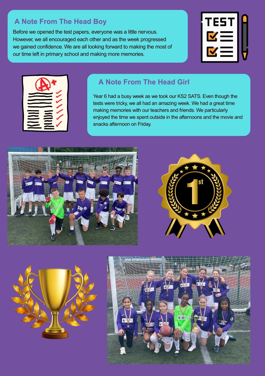 Our latest newsletter is out. It showcases the recent success of our football teams, highlights learning that has been happening across the school, and includes post-SATS messages from Y6. 🏆✏️⚽️