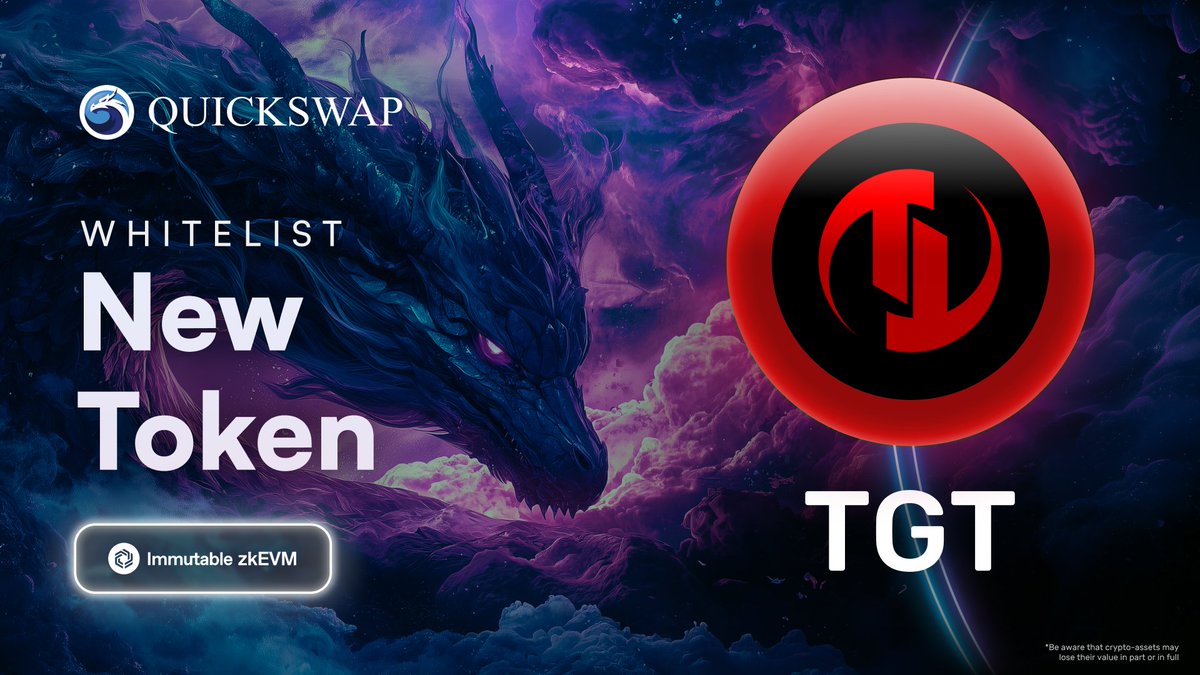 QuickSwap π² DragonFi 2.0 (@quickswapdex) on Twitter photo $TGT is now whitelisted on QuickSwap π₯
<a href="/TOKYOBEAST_EN/">TOKYO BEAST</a>'s flagship token can now be accessed directly from the token list on Immutable zkEVM. $TGT is now whitelisted on QuickSwap π₯
<a href="/TOKYOBEAST_EN/">TOKYO BEAST</a>'s flagship token can now be accessed directly from the token list on Immutable zkEVM.