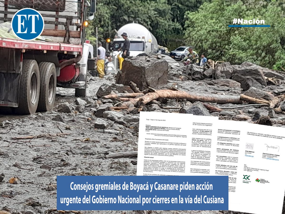 #Nación #Boyacá #Economía 

𝐂𝐨𝐧𝐬𝐞𝐣𝐨𝐬 𝐠𝐫𝐞𝐦𝐢𝐚𝐥𝐞𝐬 𝐝𝐞 𝐁𝐨𝐲𝐚𝐜𝐚́ 𝐲 𝐂𝐚𝐬𝐚𝐧𝐚𝐫𝐞 𝐩𝐢𝐝𝐞𝐧 𝐚𝐜𝐜𝐢𝐨́𝐧 𝐮𝐫𝐠𝐞𝐧𝐭𝐞 𝐝𝐞𝐥 𝐆𝐨𝐛𝐢𝐞𝐫𝐧𝐨 𝐍𝐚𝐜𝐢𝐨𝐧𝐚𝐥 𝐩𝐨𝐫 𝐜𝐢𝐞𝐫𝐫𝐞𝐬 𝐞𝐧 𝐥𝐚 𝐯𝐢́𝐚 𝐝𝐞𝐥 𝐂𝐮𝐬𝐢𝐚𝐧𝐚