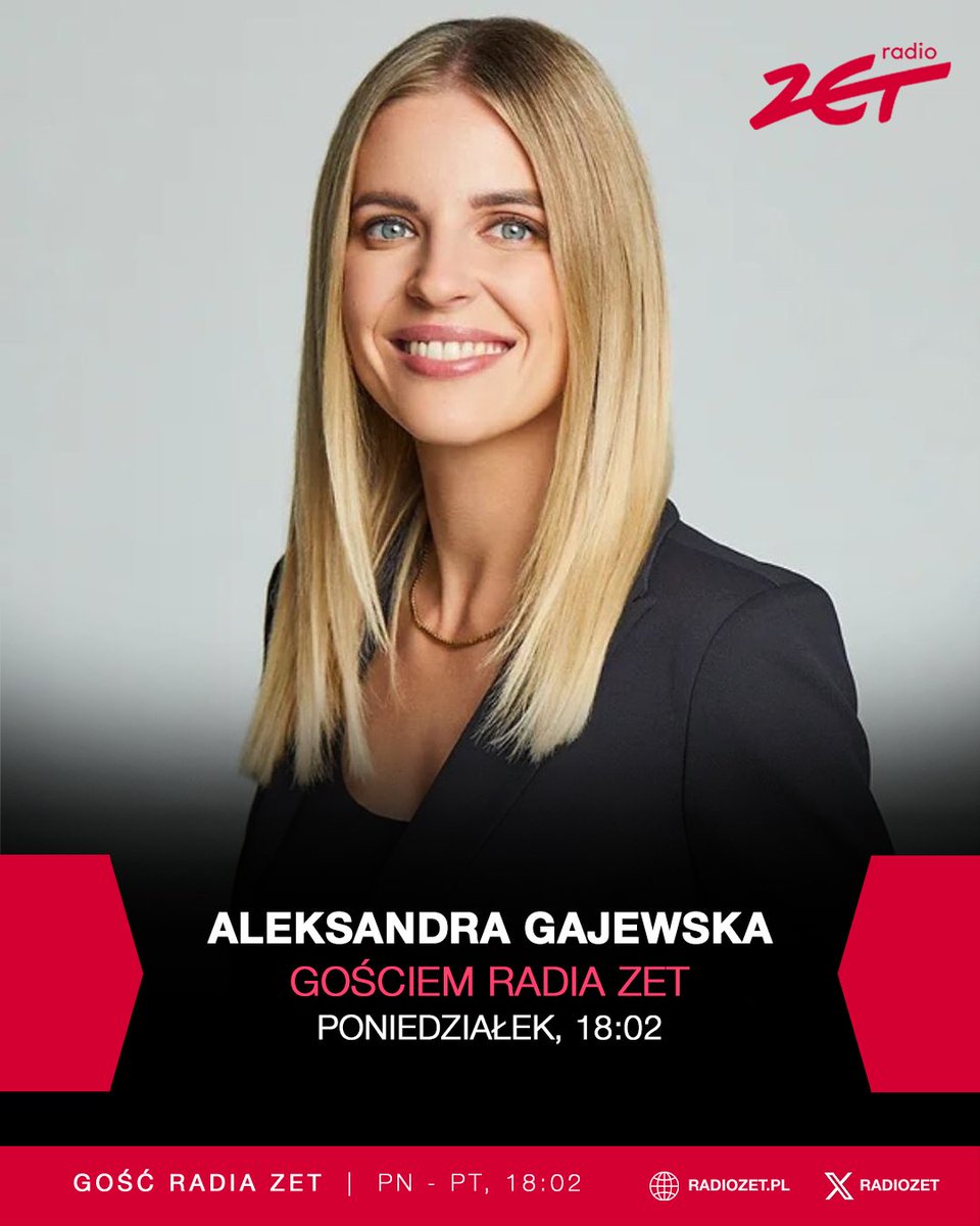Już za chwilę gościem Beaty Lubeckiej będzie Aleksandra Gajewska - wiceminister rodziny, pracy i polityki społecznej; posłanka PO

➡️ player.radiozet.pl

#RadioZET <a href="/Gosc_RadiaZET/">Gość Radia ZET</a>