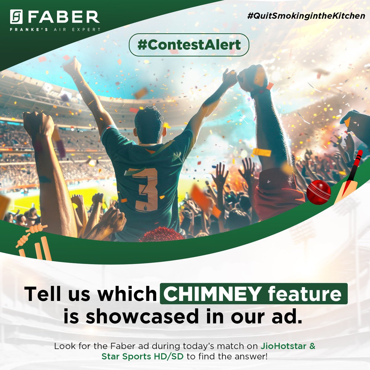 #ContestAlert
Watch today’s match, look out for our ad on JioHotstar or Star Sports HD/SD, and comment the correct answer below!

How to enter:
✅ Follow us
✅ Share this post
✅ Tag 3 friends in the comments using 

#QuitSmokingInTheKitchen