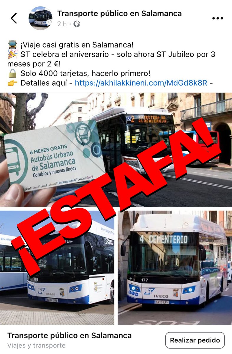 🚨🚨ATENCIÓN🚨🚨

⏩¡ESTAFA!

Este mensaje que circula en rrss es una estafa.
No accedas al enlace, no hagas caso al mensaje y no lo compartas.
