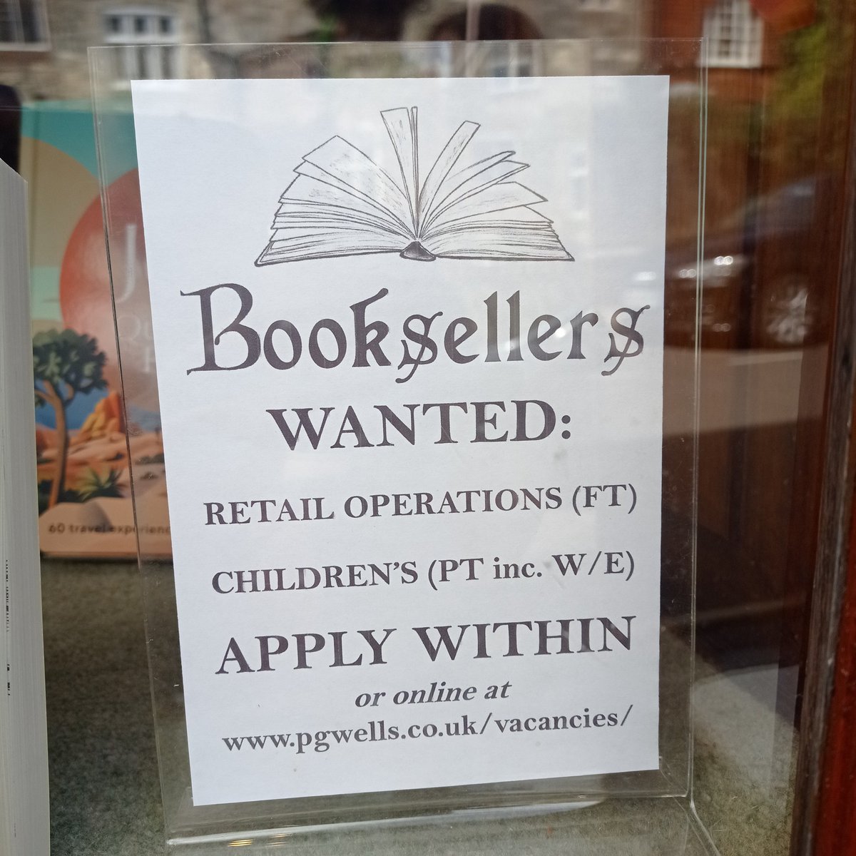 We are recruiting.

You can read more on our website pgwells.co.uk/vacancies