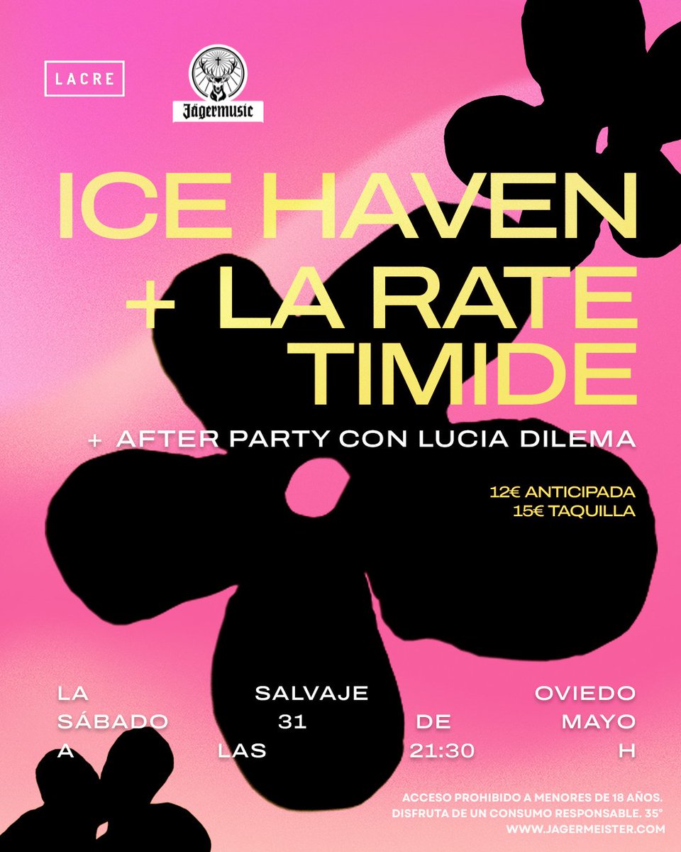 La Salvaje (@lasalvaje_ovd) on Twitter photo Lo de este sábado ¿qué?
Ice Haven + La Rate Timide + Lucía Dilema dj. Todo ello de la mano de <a href="/somoslacre/">somoslacre</a> y <a href="/Jagermeister_es/">Jägermeister España</a> Lo de este sábado ¿qué?
Ice Haven + La Rate Timide + Lucía Dilema dj. Todo ello de la mano de <a href="/somoslacre/">somoslacre</a> y <a href="/Jagermeister_es/">Jägermeister España</a>