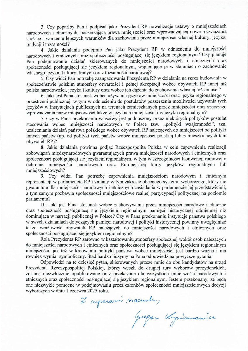 🇵🇱 Pytania Komisji Wspólnej Rządu i Mniejszości Narodowych i Etnicznych do kandydatów na urząd Prezydenta RP <a href="/trzaskowski_/">Rafał Trzaskowski</a> <a href="/NawrockiKn/">Karol Nawrocki</a> 
👉 tiny.pl/dqnqx0jj