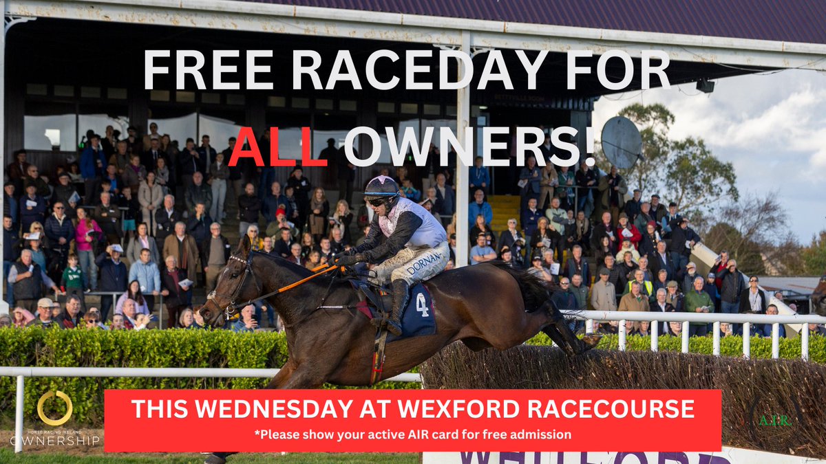 HRI Ownership (@hriowners) on Twitter photo FREE race day for all owners at <a href="/WexfordRacecour/">Wexford Racecourse</a> 💫
You don't need to have a runner, simply present your active AIR card this Wednesday, 28th May to gain free entry.
#OwnTheMoment FREE race day for all owners at <a href="/WexfordRacecour/">Wexford Racecourse</a> 💫
You don't need to have a runner, simply present your active AIR card this Wednesday, 28th May to gain free entry.
#OwnTheMoment