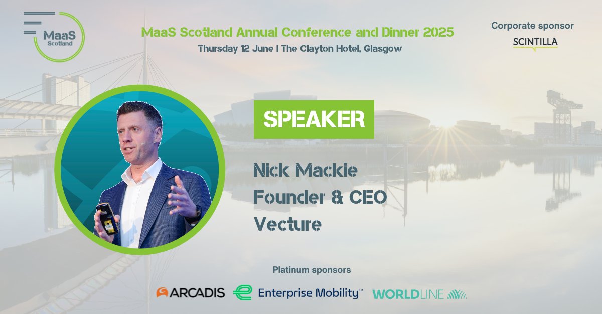 📢Speaker Announcement: Nick Mackie at the MaaS Scotland Annual Conference!

We’re excited to announce that Nick Mackie, Founder &amp; CEO, Vecture, will be speaking at the MaaS Scotland Annual Conference on Thursday, 12 June in Glasgow!

maas-scotland.com/maas-scotland-…