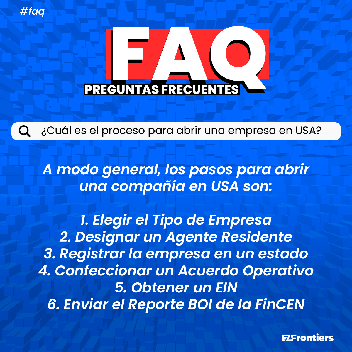 ezfrontiers's tweet photo. ¿Cuál es el proceso para abrir una empresa en USA?

Los pasos para abrir una compañía en USA son:

1. Elegir Tipo Empresa
2. Designar Agente Residente
3. Registrar empresa
4. Confeccionar Acuerdo Operativo
5. Obtener EIN
6. Enviar Reporte BOI

https://t.co/EPpVlA47Ed https://t.co/4uerEQBjWQ