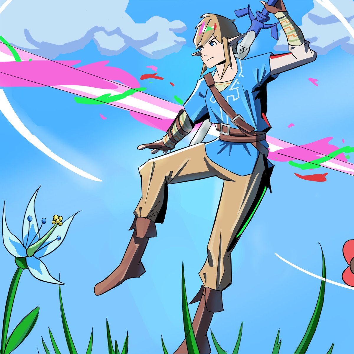SeanSS_twt's tweet photo. Botw Link 💙🧡

#BOTW #TearsOfTheKingdom #fanart https://t.co/4Rbge387d3