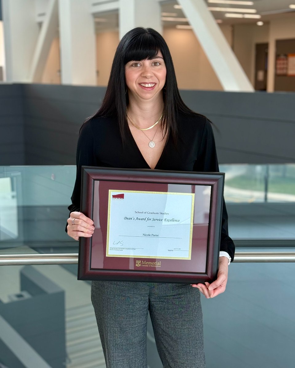 🎉 Congratulations to Nicole Parisi, Program Administrator in the Memorial Engineering Graduate Office, on receiving the 2025 Dean's Award for Service Excellence! Your dedication and impact are truly inspiring. 👏

#ServiceExcellence #MUNEngineeringPride #DeansAward
