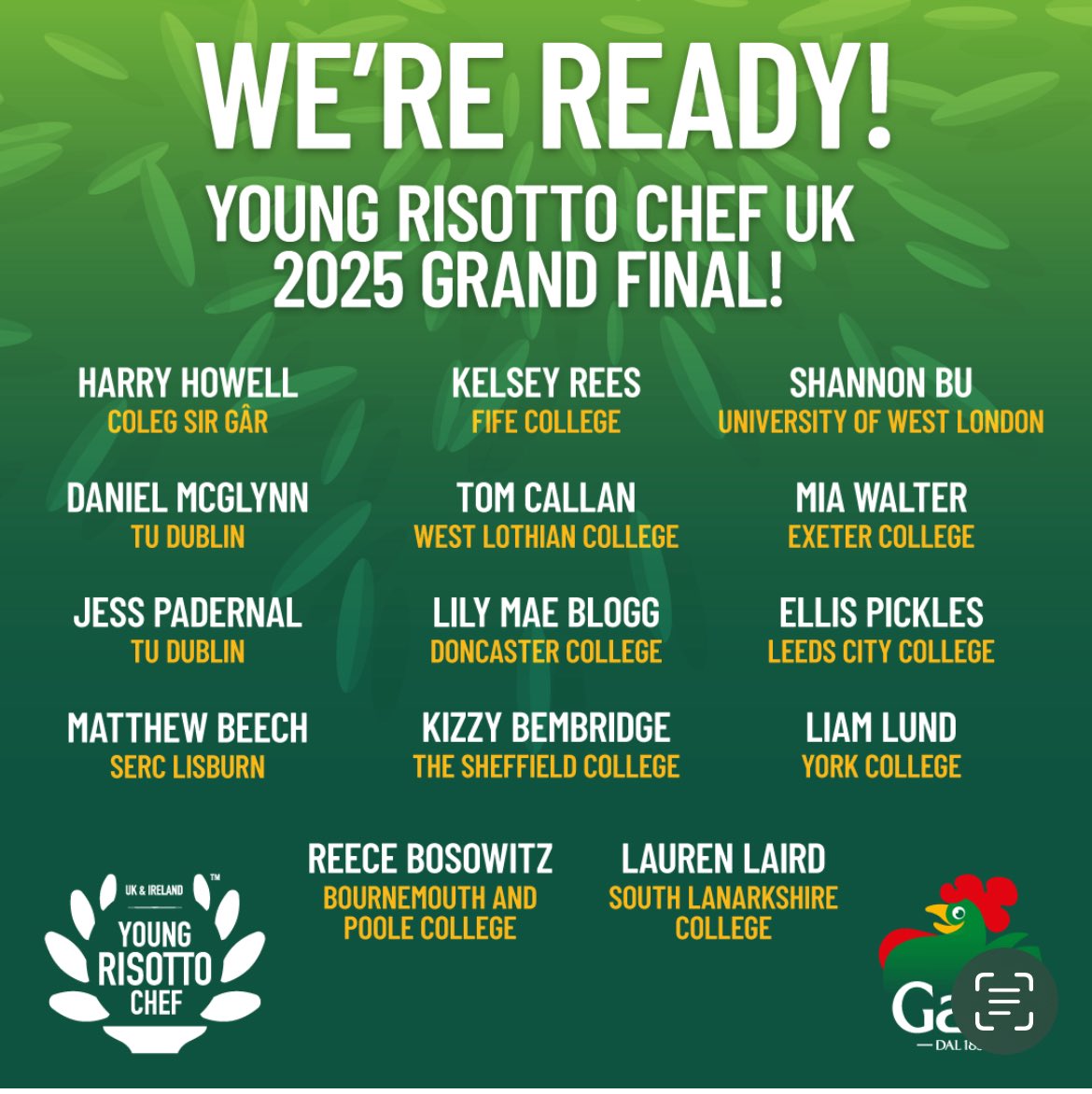 Young Risotto Chef (@youngrisotto) on Twitter photo Just one week until the Grand Final! Thanks to all for your interest and support and very best of luck to these outstanding young chefs! #risotto <a href="/RisoGalloUK/">RisoGalloUK</a> <a href="/essentialcuisin/">Essential Cuisine</a> <a href="/PACEUK/">Professional Association for Catering Education</a> <a href="/chefpublishing/">Chef & Restaurant Magazine</a> <a href="/Craft_Guild/">Craft Guild of Chefs</a> <a href="/masterchefsgb/">Master Chefs of Great Britain</a> <a href="/FilippoBerio/">Filippo Berio</a> <a href="/scottishchefs/">Scottish Chefs</a> <a href="/WELSHCHEFS/">CAW</a> Just one week until the Grand Final! Thanks to all for your interest and support and very best of luck to these outstanding young chefs! #risotto <a href="/RisoGalloUK/">RisoGalloUK</a> <a href="/essentialcuisin/">Essential Cuisine</a> <a href="/PACEUK/">Professional Association for Catering Education</a> <a href="/chefpublishing/">Chef & Restaurant Magazine</a> <a href="/Craft_Guild/">Craft Guild of Chefs</a> <a href="/masterchefsgb/">Master Chefs of Great Britain</a> <a href="/FilippoBerio/">Filippo Berio</a> <a href="/scottishchefs/">Scottish Chefs</a> <a href="/WELSHCHEFS/">CAW</a>
