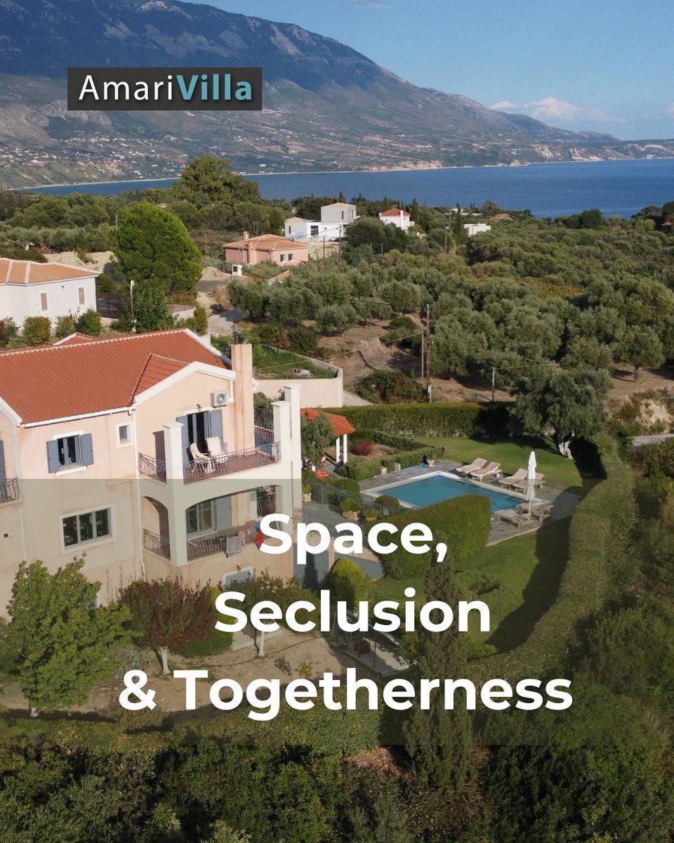 Need a holiday home where everyone has their own space? Amari Villa in Kefalonia sleeps 9, with five bedrooms and panoramic Ionian views. No shared pools. No neighbours. Just space.  Tag someone you would love to share this paradise with. links.amarivilla.com/CIsJ