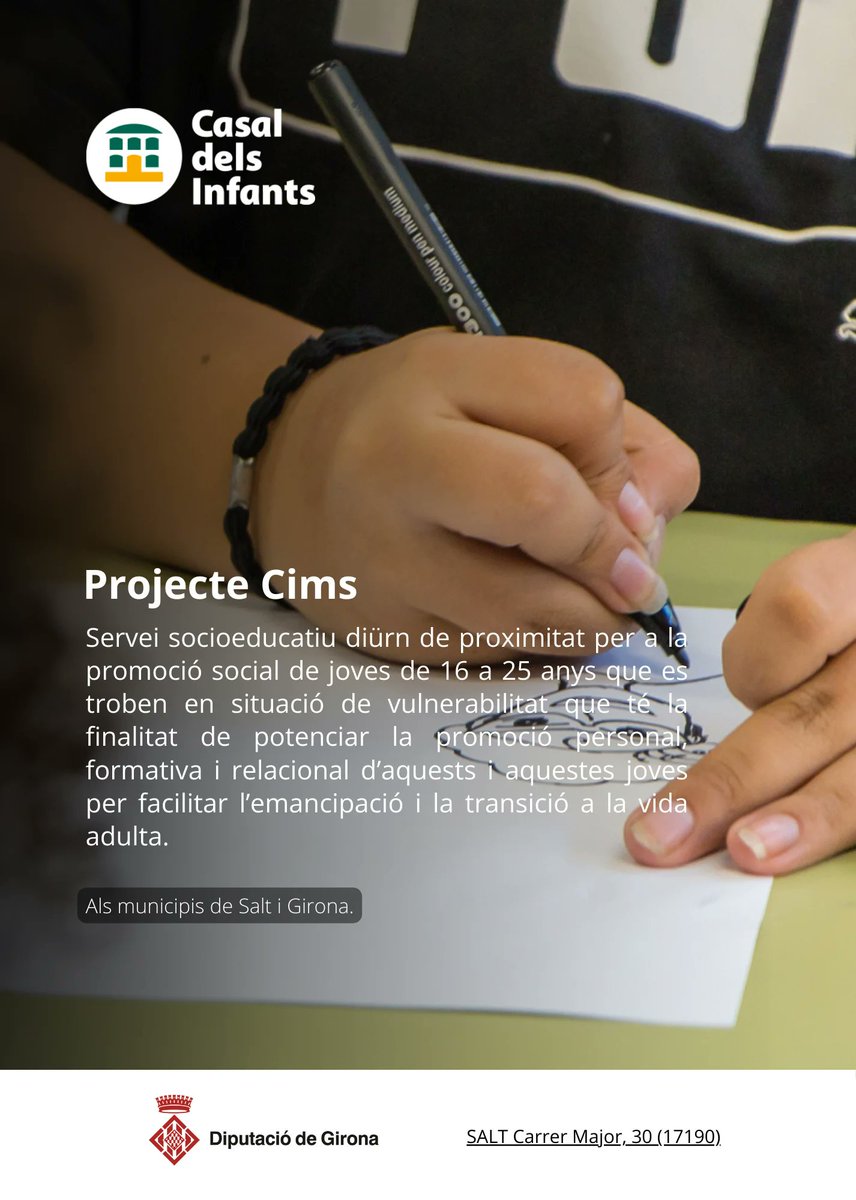 Desenvolupem el "Projecte Cims", un servei socioeducatiu per potenciar la promoció personal, formativa i relacional de joves entre 16 i 25 anys en situació de vulnerabilitat social, i així facilitar l’emancipació i la transició a la vida adulta👉🏽 casaldelsinfants.org/actualitat/pro…