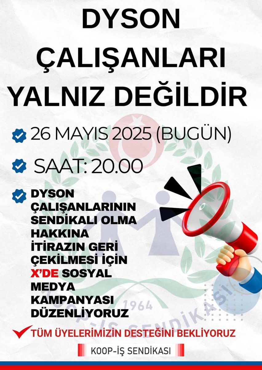 İdrisgüven (@idrisgvn38) on Twitter photo BİRLİKTE GÜÇLÜYÜZ, BİRLİKTE VARIZ!
DYSON İŞÇİLERİ İÇİN SAAT 20.00’DE TWİTTER’DAYIZ.
YAŞASIN ONURLU MÜCADELEMİZ!
<a href="/KOOPISSENDIKASI/">Koop-İş Sendikası</a> <a href="/uniglobalunion/">UNI Global Union</a> <a href="/turkiskonf/">TÜRK-İŞ</a> BİRLİKTE GÜÇLÜYÜZ, BİRLİKTE VARIZ!
DYSON İŞÇİLERİ İÇİN SAAT 20.00’DE TWİTTER’DAYIZ.
YAŞASIN ONURLU MÜCADELEMİZ!
<a href="/KOOPISSENDIKASI/">Koop-İş Sendikası</a> <a href="/uniglobalunion/">UNI Global Union</a> <a href="/turkiskonf/">TÜRK-İŞ</a>