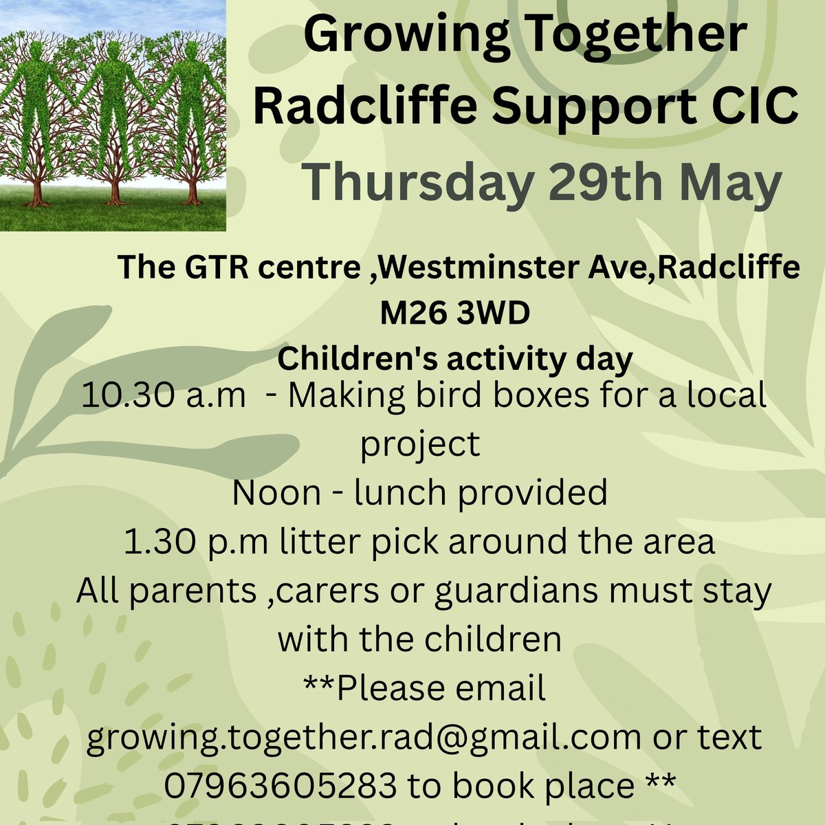 Growing Together Radcliffe Support CIC (@growingtogeth13) on Twitter photo Free lunch for the children and a day of activity to help our local area please share locally.Get the children out & about in the fresh air with free lunch
<a href="/buryhousingTEO/">Debbie Standring</a> <a href="/GMPBuryPolice/">Bury Police (GMP)</a> <a href="/Bury_GPFed/">BuryGPFed</a> <a href="/YouthBury/">BuryYouthService</a> <a href="/CorrieGardeners/">Corrie Gardeners Community Group</a> Free lunch for the children and a day of activity to help our local area please share locally.Get the children out & about in the fresh air with free lunch
<a href="/buryhousingTEO/">Debbie Standring</a> <a href="/GMPBuryPolice/">Bury Police (GMP)</a> <a href="/Bury_GPFed/">BuryGPFed</a> <a href="/YouthBury/">BuryYouthService</a> <a href="/CorrieGardeners/">Corrie Gardeners Community Group</a>