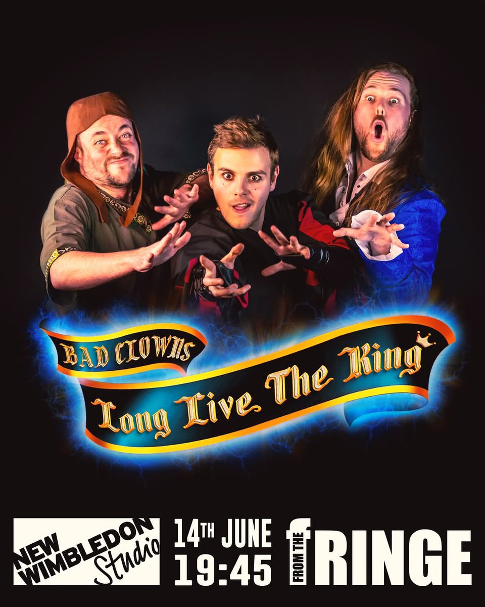 WIMBLEDON, PREPARE YOURSELVES ⚔️👑⚔️

On 14th June, at 19:45, the kingdom of <a href="/NewWimbTheatre/">New Wimbledon Theatre</a> will never be the same again. 

John, Christian and Sam will each make their claim to the throne - and only YOU decide who wins!

atgtickets.com/shows/bad-clow…

📸 by the Countess Johanna Dart