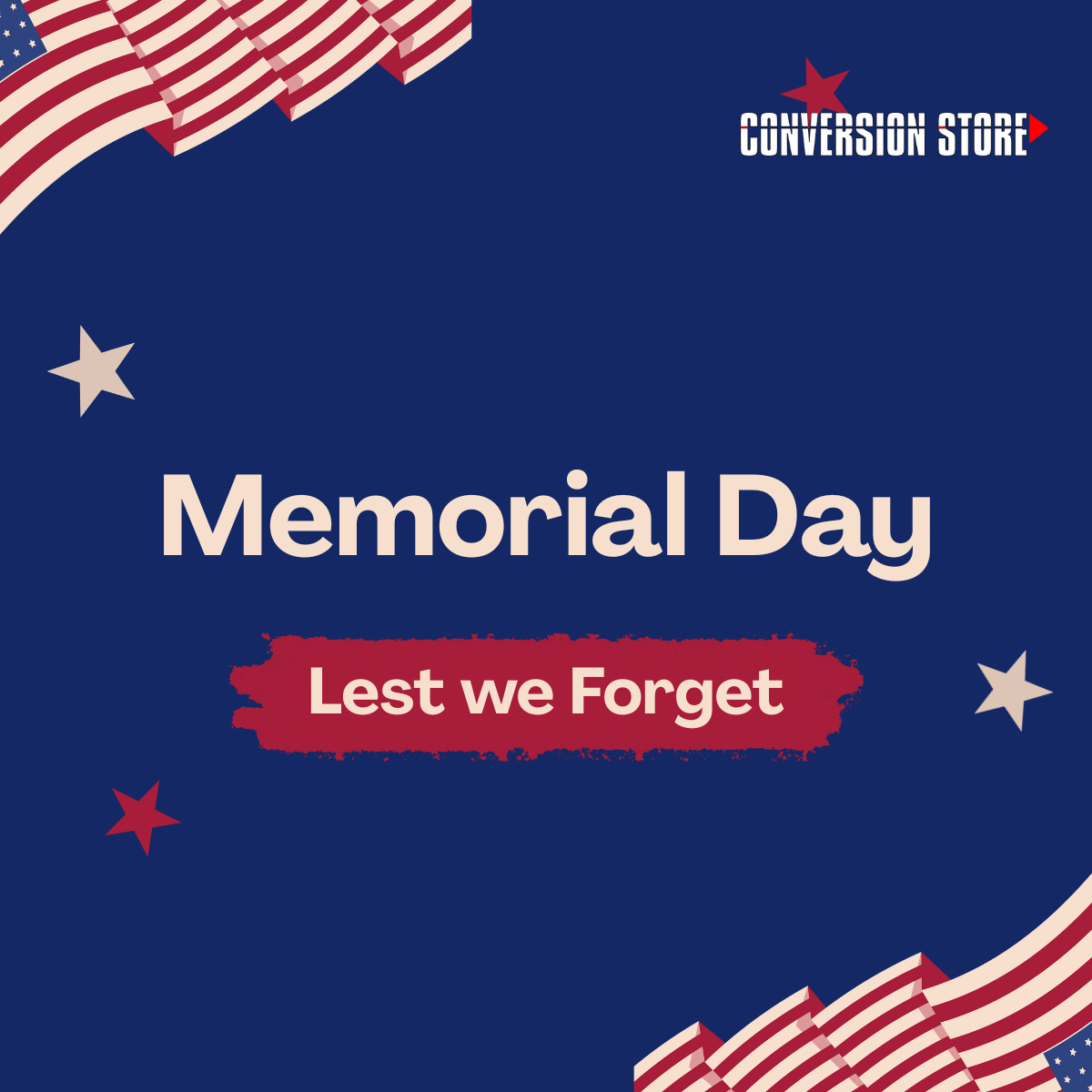 ConversionStore's tweet image. We&apos;ll be closed this holiday Monday. But more importantly, this is a time for you and your family to take a moment to remember everyone who has sacrificed so much for our democratic freedoms.  

Share what you&apos;re thankful today:  bit.ly/45oFVeY 

#MemorialDay