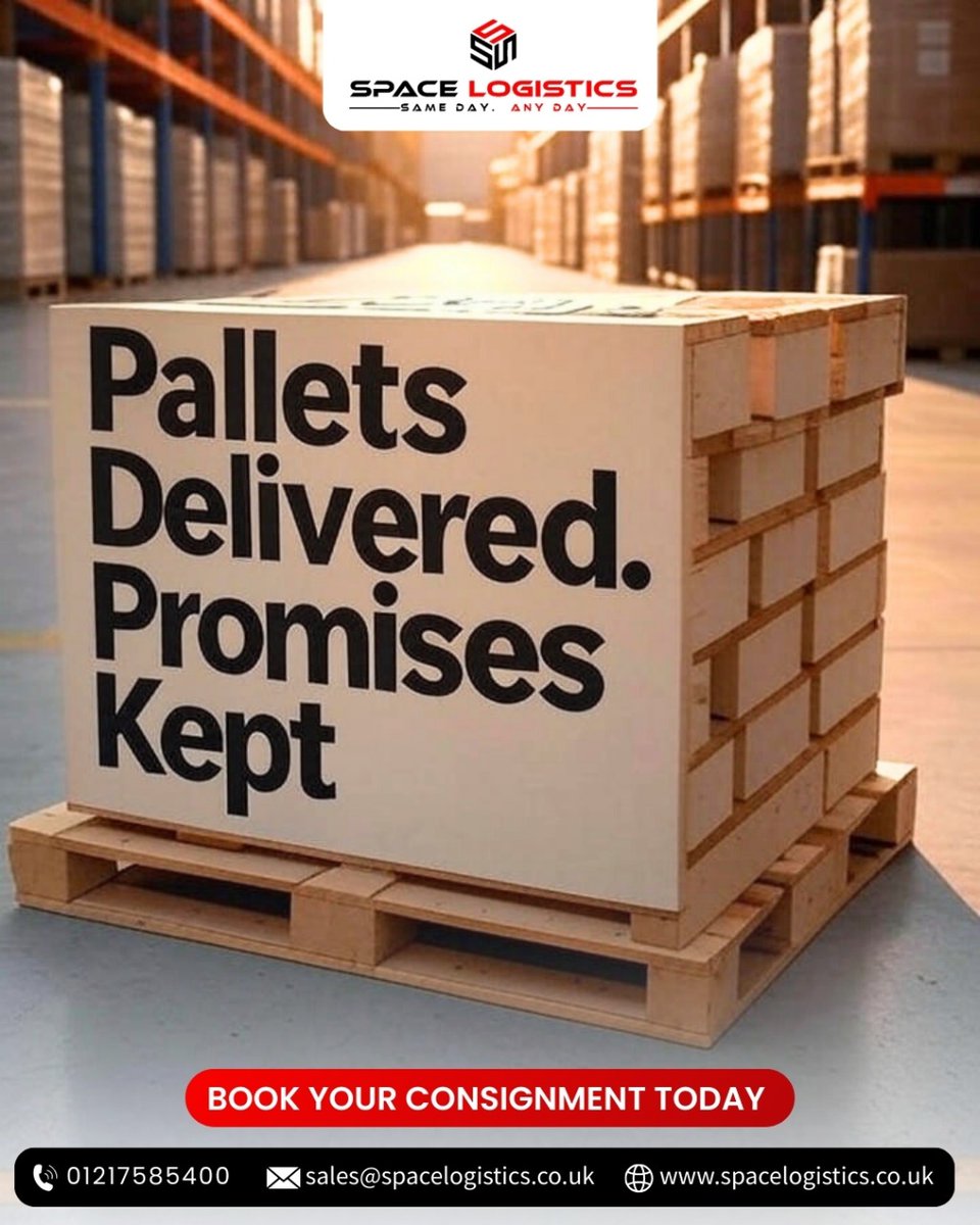 Let your pallets delivered safely and on time to the right destination with our reliable fleet of trucks, experienced drivers, and dedicated delivery staff. Book your consignment today with Spacelogistics.

👉 Call to book on 📲 01217585400