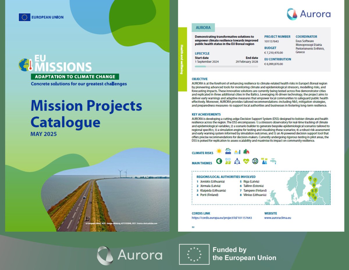<a href="/Auroraclima/">Aurora</a>  project features in the Mission Project Catalogue (2025 May) under the category 'Health and Wellbeing'! 👏 

🔗 Discover more about the catalogue by visiting the announcement on our website: lnkd.in/eZDRQT8n