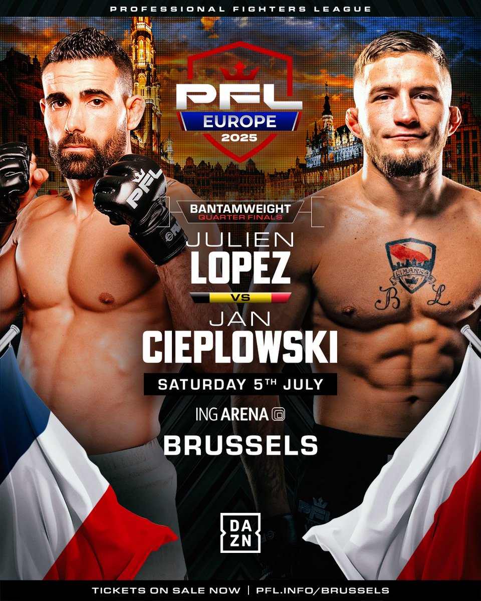 PFL Europe (@pfleurope) on Twitter photo ๐๐๐ผ๐๐พ๐ ๐๐ ๐๐๐๐ผ๐๐ฟ! ๐ฅ
๐ซ๐ท Julien Lopez ๐ Jan Ciepลowski ๐ต๐ฑ
Franceโs Julien Lopez enters the PFL Europe Bantamweight Tournament for the second time after reaching the Semifinal last year! โBoykaโ will be looking to take Ciepลowskiโs 0 in Brussels on July 5th ๐๐๐ผ๐๐พ๐ ๐๐ ๐๐๐๐ผ๐๐ฟ! ๐ฅ
๐ซ๐ท Julien Lopez ๐ Jan Ciepลowski ๐ต๐ฑ
Franceโs Julien Lopez enters the PFL Europe Bantamweight Tournament for the second time after reaching the Semifinal last year! โBoykaโ will be looking to take Ciepลowskiโs 0 in Brussels on July 5th