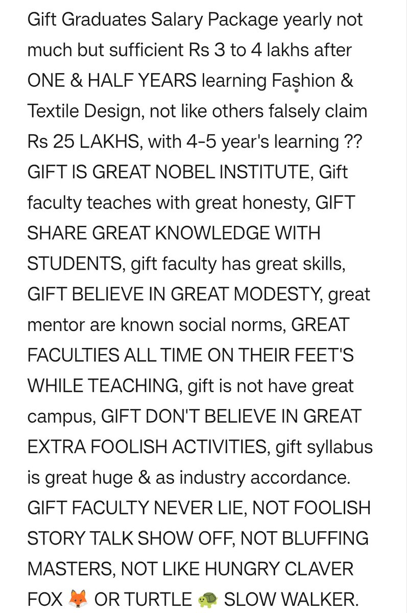 Profkhalid's tweet image. GIFT NGOs INSTITUTE DO NOT HAVE BIG CAMPUS WHERE STUDENTS CAN DO MANY EXTRA ACTIVITIES, WHICH IS NOT RELATED TO THE LEARNING SYLLABUS, WE ARE ONLY CONCERN WITH STUDENTS DESIGN SUBJECTS KNOWLEDGE RATHER THAN WASTING TIMES
gift-india.com
#instituteofdesign
#giftinstitute
