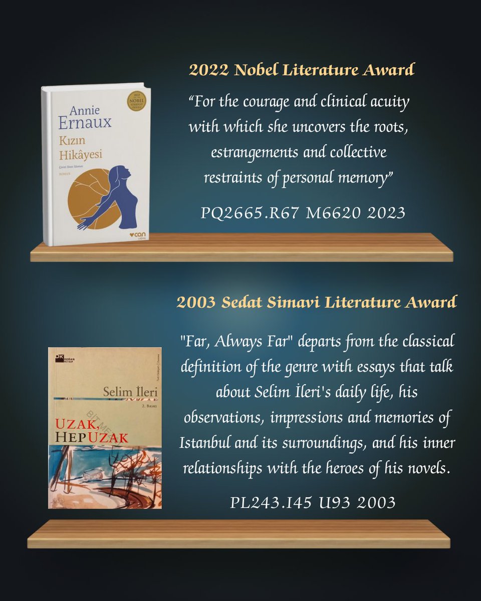 librarybilkent's tweet image. 📚✨ Discover powerful stories that have won the world’s most prestigious literary awards. These remarkable books shed light on migration, memory, and resilience—waiting for you on our shelves! 🌎✨
#LibraryCollection #BilkentLibrary #AwardWinningBooks