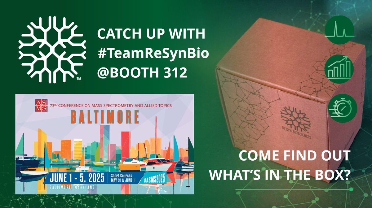 ReSyn_Bio's tweet image. Less than 1 week to go until #ASMS2025! Come to #Booth312 and hear about our exciting new product launch! Looking forward to sharing the latest collaborative including a new #AppNote with @EvosepBio Biosystems! #TeamMassSpec please come chat the #TeamReSynBio about #SamplePrep
