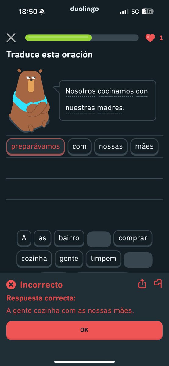 jesusalegh's tweet photo. @DuolingoBrasil @duolingo  no tiene sentido la oración de arriba con la respuesta que tengo que poner, devuelvanme las vidas que perdí!! 

A oração acima não faz sentido com a resposta que tenho para dar: devolvam-me as vidas que perdi!! https://t.co/c0cU0Nsgnp