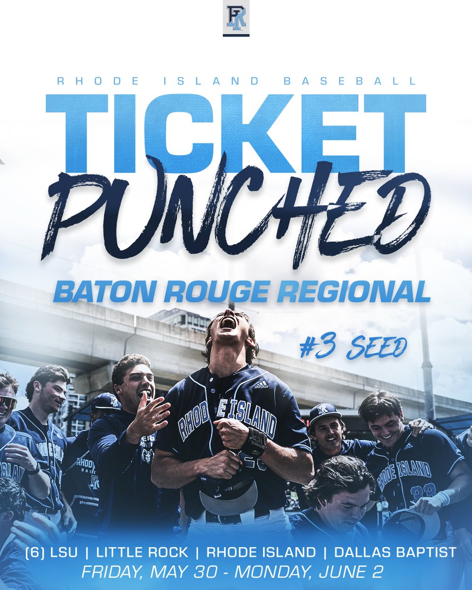 Highest seed in program history. First Regional appearance since 2016.

Our historic season will continue at the Baton Rouge Regional.

🗞️: gorhody.com/news/2025/5/26…

#GoRhody ⚾️