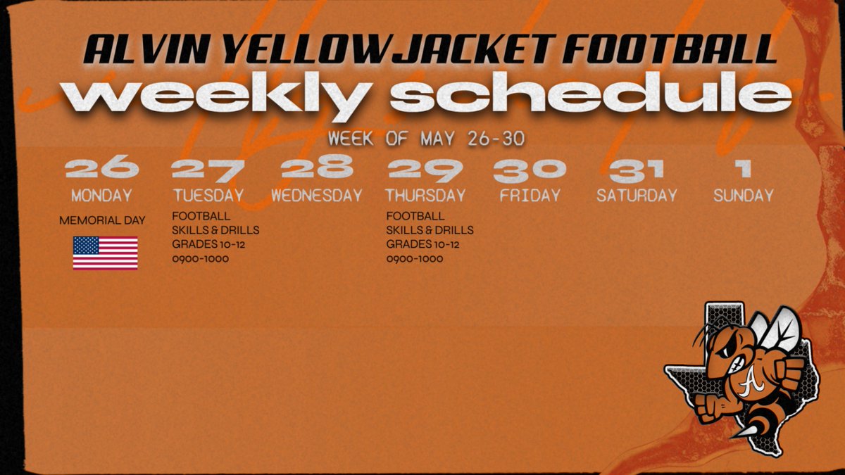 Football skills and drills for all returners (incoming 10th-12th grade) this Tuesday and Thursday, 9-10am. No open weight room until next week. Bring your cleats and some water. Let's kick off the summer right! #JACKETPRIDE