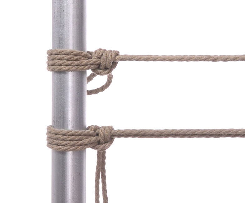 The RTTHH -- Round Turn, Two Half Hitches -- and the closely-related Anchor Hitch are some of the fastest, most reliable ways to quickly anchor a rope that is under tension.  Click for the free tutorial!

TheDuchy.com/rtthh/