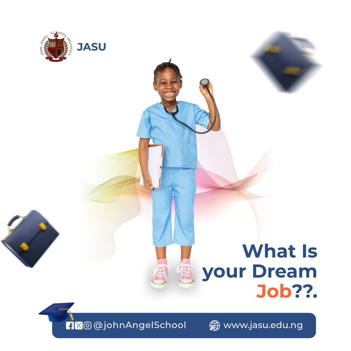 johnangelschool's tweet photo. What’s your dream job? Everyone’s future starts today! Believe in your dreams, and work towards becoming what you aspire to be.
#DreamBig #FutureCareer #EducationMatters #SchoolOfDreams #InspireAndAchieve #NaijaStudents #CareerGoals #BuildYourFuture #StudyInNigeria #Jasu https://t.co/8g8Pej1dXE