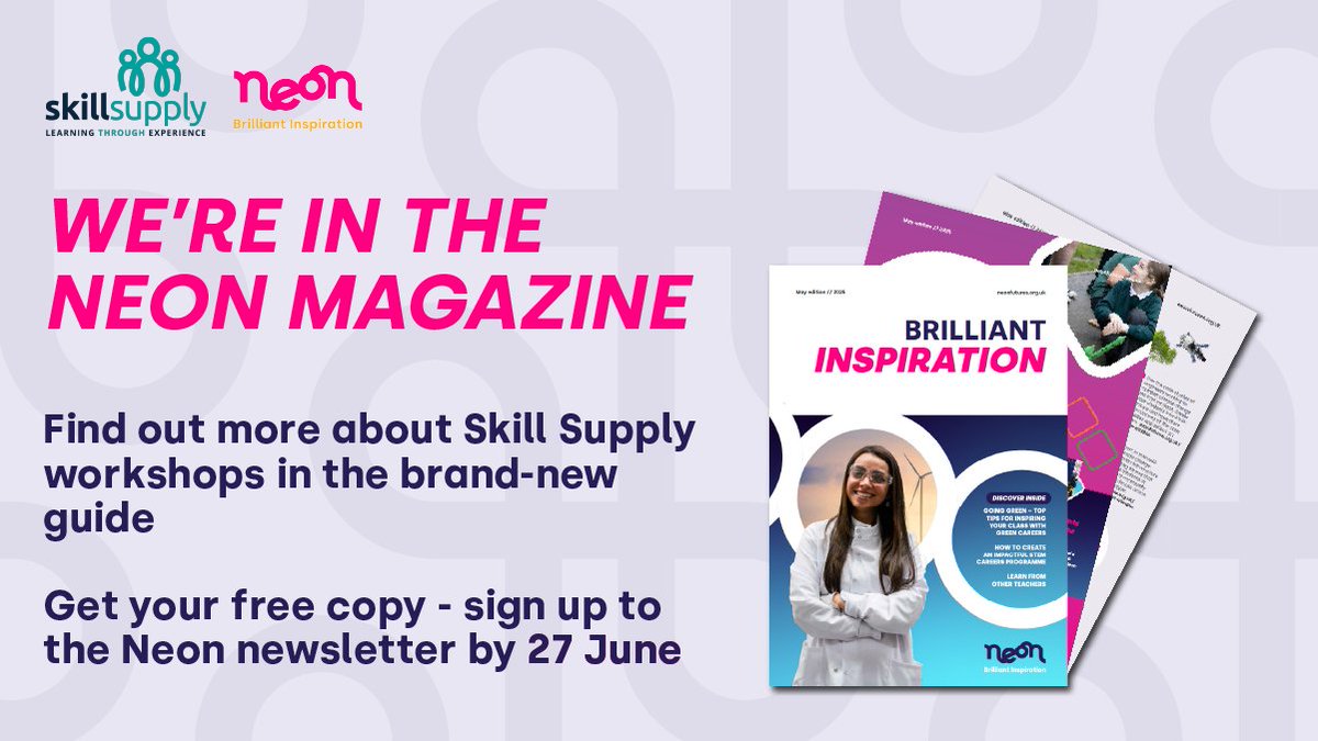 We’re in the @neon_futures magazine! Get your free how-to STEM magazine today &amp; discover:
💡Exciting, experiences to book on Neon
🚀Top tips for inspiring with sustainability
📍 STEM careers provision support and free guide. Register for magazine for free: f.mtr.cool/aoelekwixq