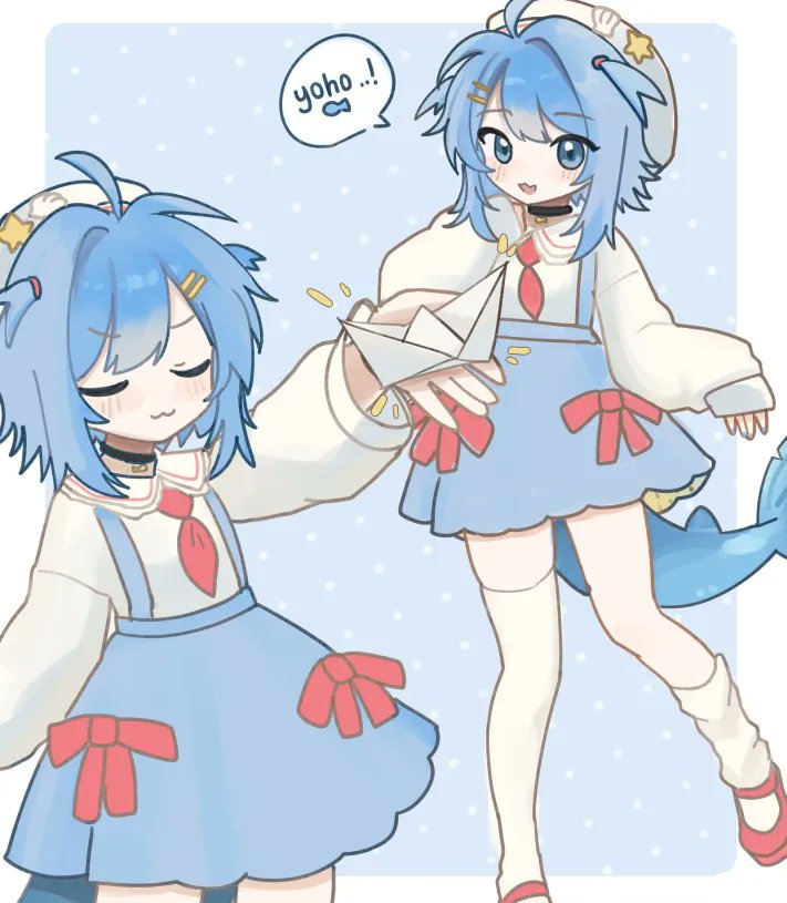 SecretSharkClub's tweet photo. Paper ship Saba 
(by yaeba00)

#samekosaba #vtuber #anime #cute https://t.co/MdGoZBKFEP