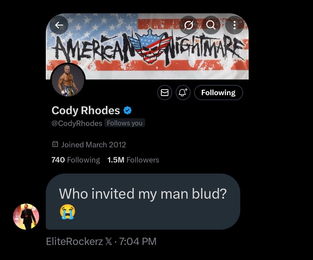 Hey <a href="/CodyRhodes/">Cody Rhodes</a> unfollow this guy