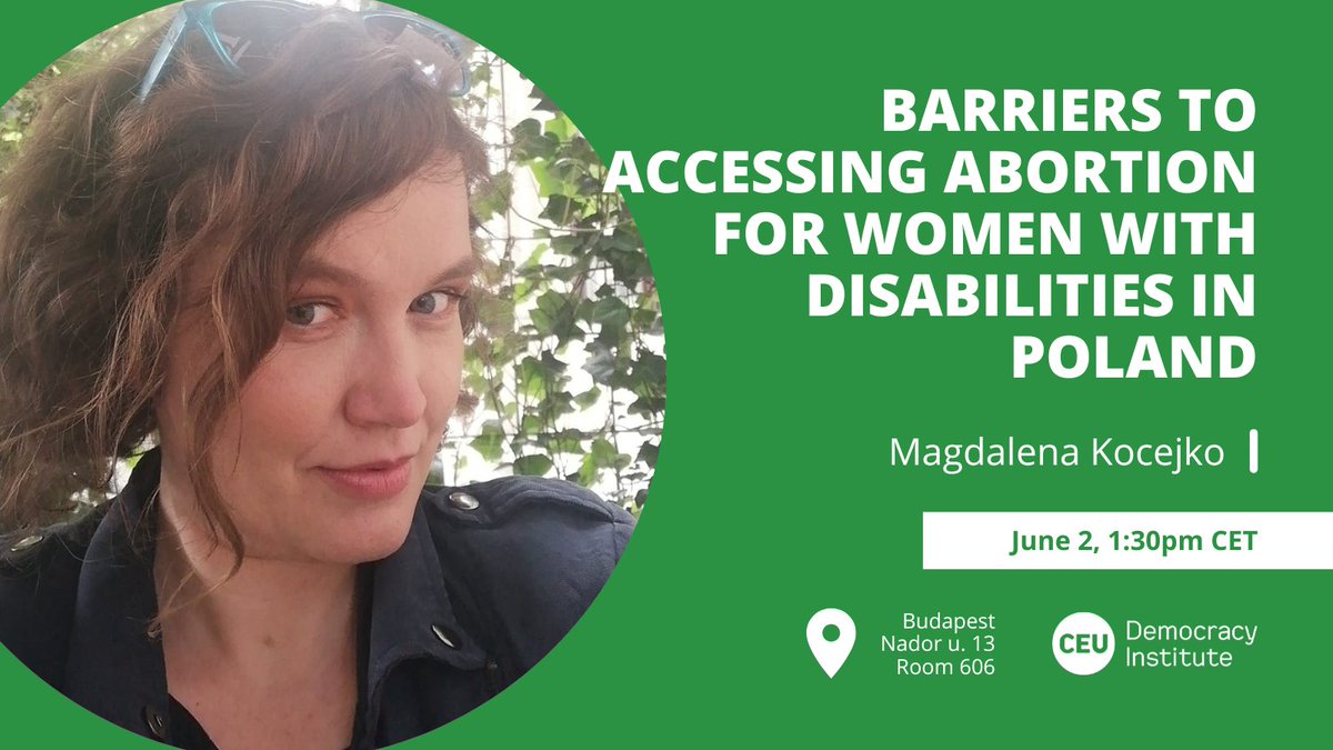 CEU Democracy Institute (@ceudeminst) on Twitter photo ๐ Donโt forget to register now and join us on Monday for this seminar with <a href="/MagKocejko/">Magdalena Kocejko</a> and Lidia Balogh!
โฐ June 2, 1:30pm CET
๐ Budapest, Nador u. 13
Details:
๐ tinyurl.com/35e7vtyu
Registration:
๐ tinyurl.com/bddzea5a ๐ Donโt forget to register now and join us on Monday for this seminar with <a href="/MagKocejko/">Magdalena Kocejko</a> and Lidia Balogh!
โฐ June 2, 1:30pm CET
๐ Budapest, Nador u. 13
Details:
๐ tinyurl.com/35e7vtyu
Registration:
๐ tinyurl.com/bddzea5a