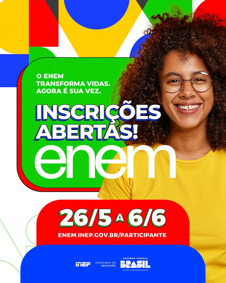 inslofi's tweet photo. ➡️ As inscrições para o exame estão no ar e vão até o dia 6 de junho. O exame voltou a certificar o ensino médio e concluintes da rede pública terão inscrição simplificada. 

Acesse https://t.co/myx6HIFo6U e fique por dentro!

#Enem2025 https://t.co/xjS6hghUYs