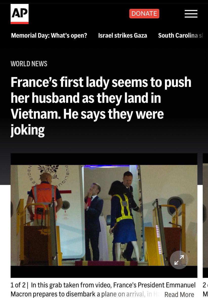 After first calling it “Russian disinformation”, Emmanuel Macron has now pivoted and is telling the press that he and his 80 year old husband were “play-fighting”. 

Ever play-fight with a senior citizen? 

Also, Brigitte refused his hand coming down the stairs. 

😂😂😂😂