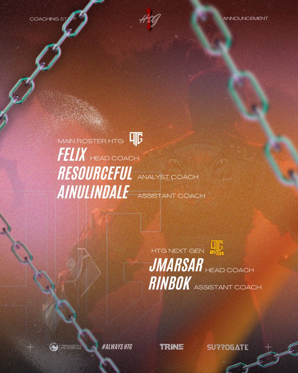 📣 HTG Official Staff Announcement 🧠
We're proud to present the coaching lineup for our Main Roster and Next Gen Academy as we gear up for the upcoming split! 
We’re locked in, focused, and ready to make waves this split. Big things are coming. 💪
Welcome  coaches! 🔥
#AlwaysHTG