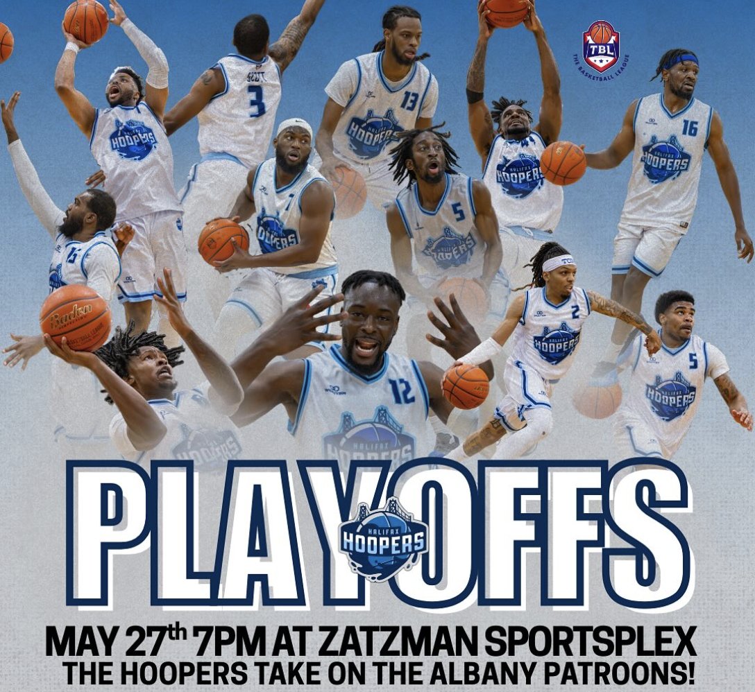 Tuesday at 7:00 <a href="/HalifaxHoopers/">Halifax Hoopers</a> vs <a href="/AlbanyPatroons/">Albany Patroons</a> in TBL Playoff Action!! Tickets at halifaxhoopers.com